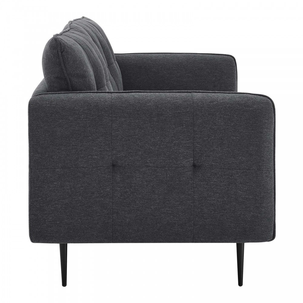 Cameron Tufted Fabric Sofa, Charcoal
