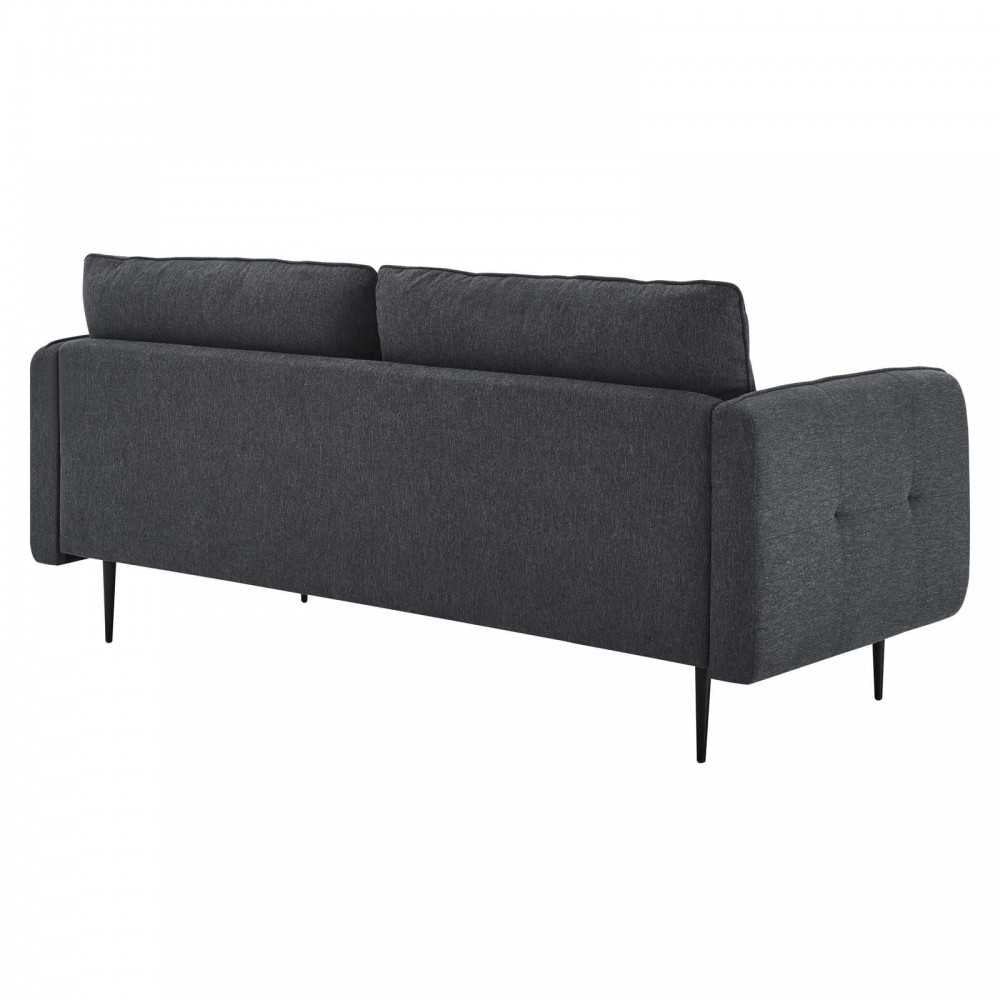 Cameron Tufted Fabric Sofa, Charcoal