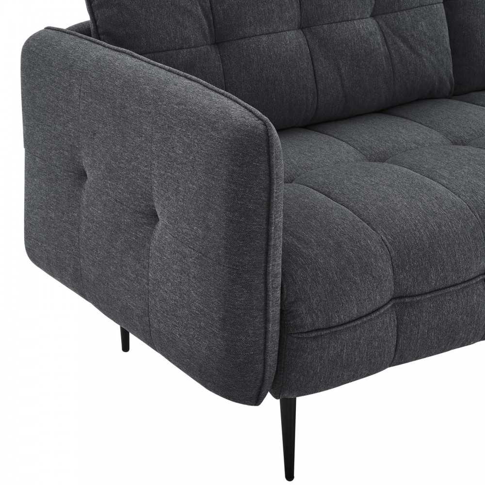 Cameron Tufted Fabric Sofa, Charcoal