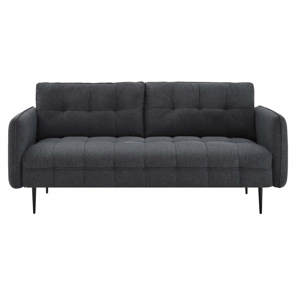 Cameron Tufted Fabric Sofa, Charcoal