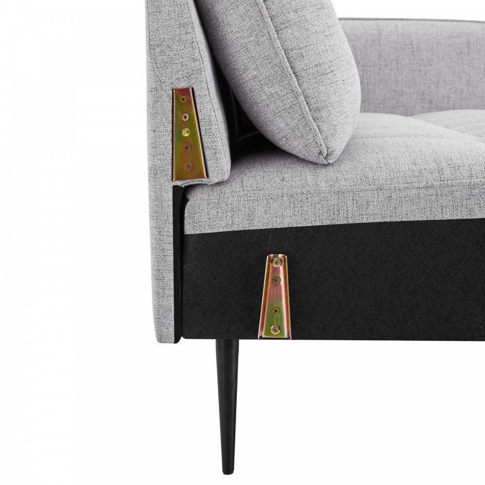 Cameron Tufted Fabric Sofa, Light Gray