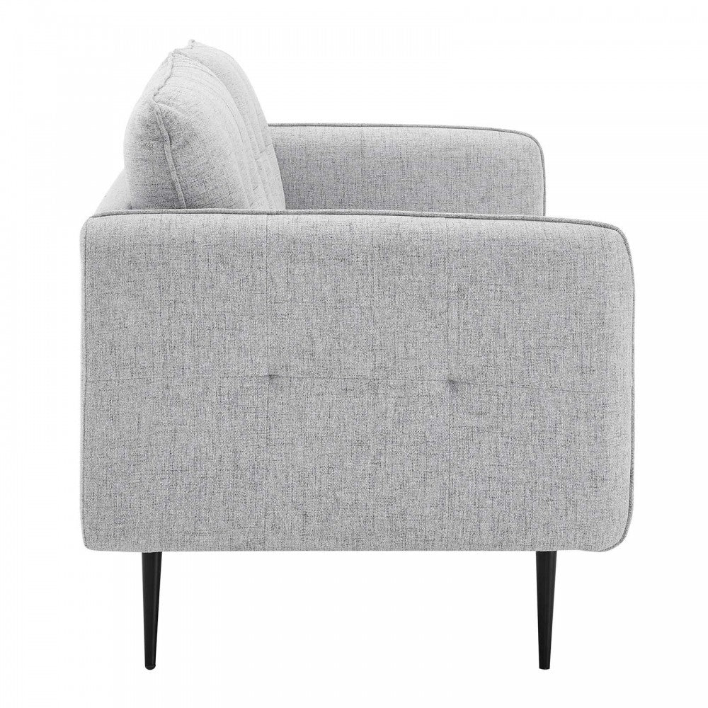 Cameron Tufted Fabric Sofa, Light Gray
