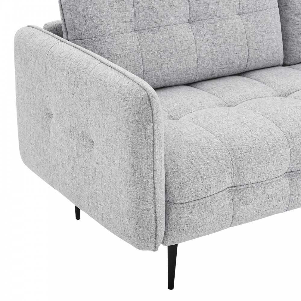 Cameron Tufted Fabric Sofa, Light Gray