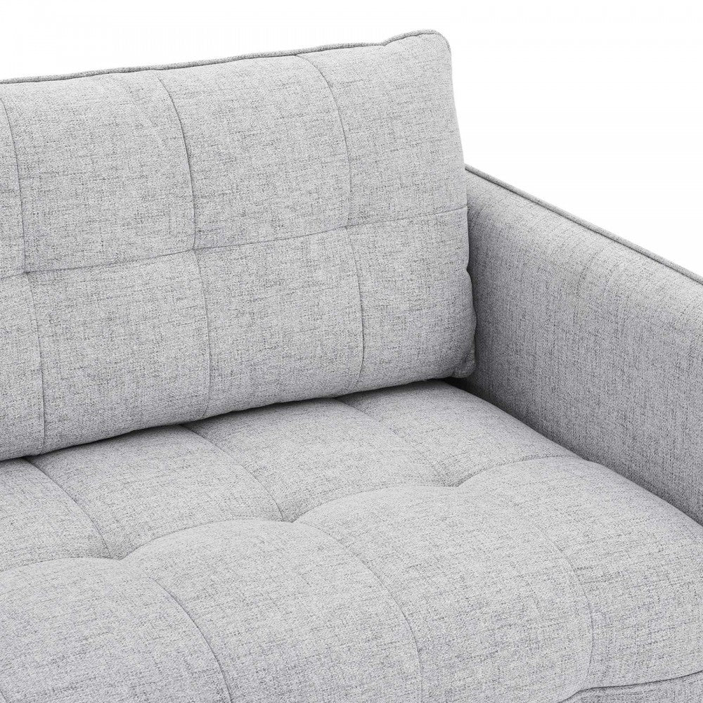 Cameron Tufted Fabric Sofa, Light Gray