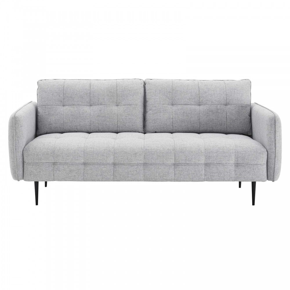 Cameron Tufted Fabric Sofa, Light Gray
