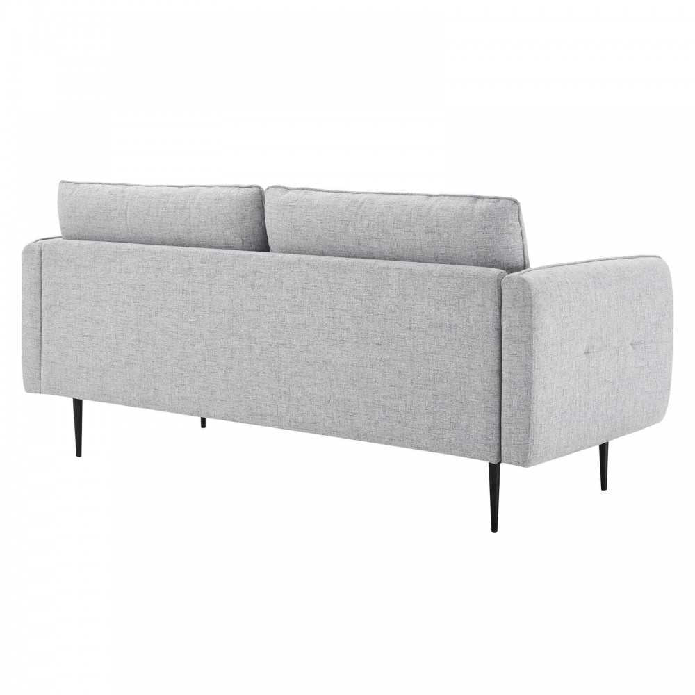 Cameron Tufted Fabric Sofa, Light Gray