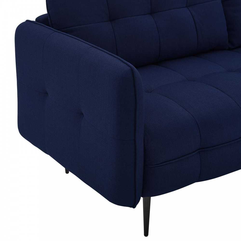 Cameron Tufted Fabric Sofa, Royal Blue