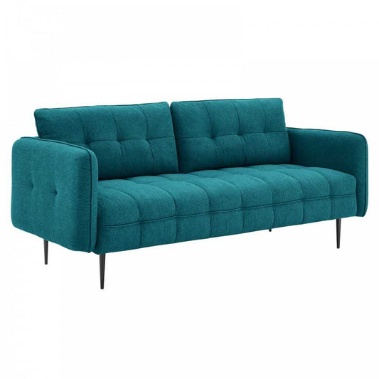 Cameron Tufted Fabric Sofa, Teal