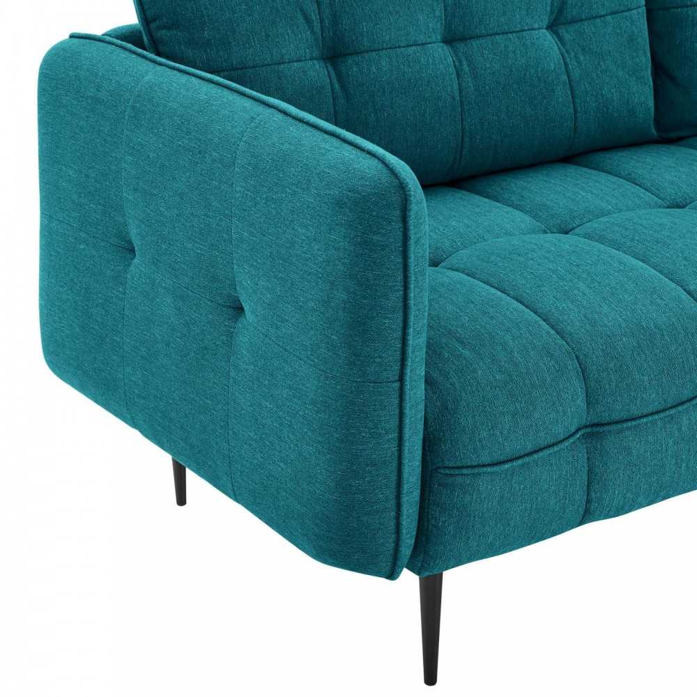 Cameron Tufted Fabric Sofa, Teal