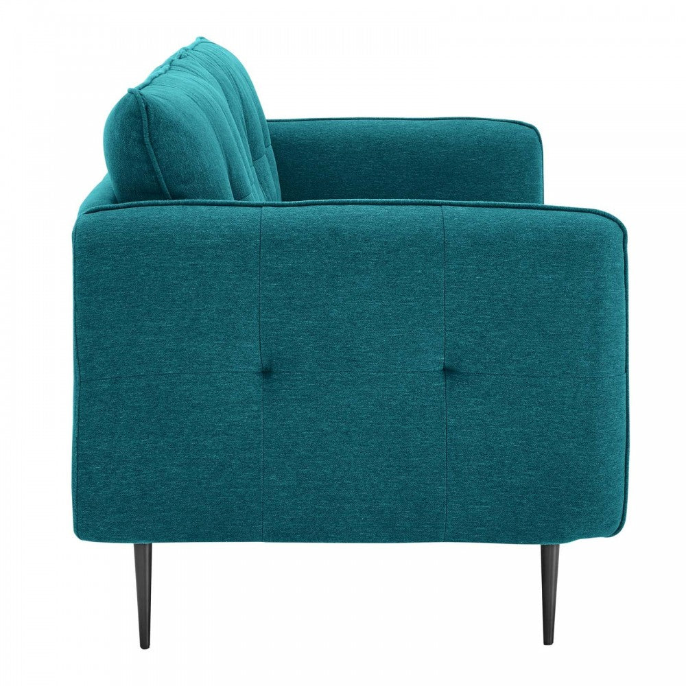 Cameron Tufted Fabric Sofa, Teal