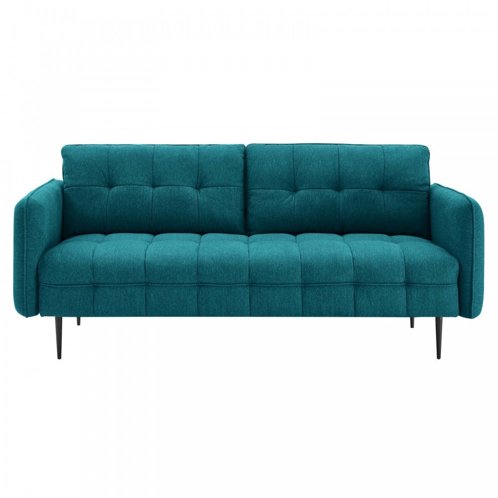 Cameron Tufted Fabric Sofa, Teal