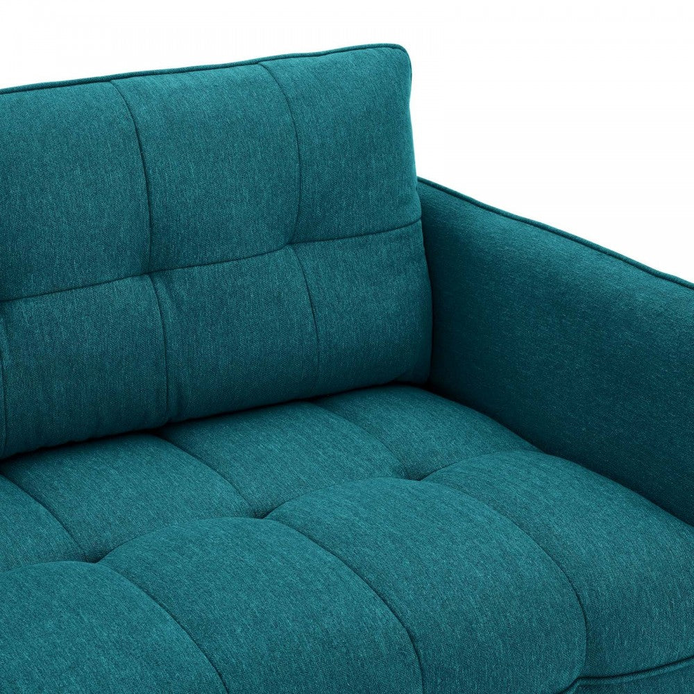 Cameron Tufted Fabric Sofa, Teal