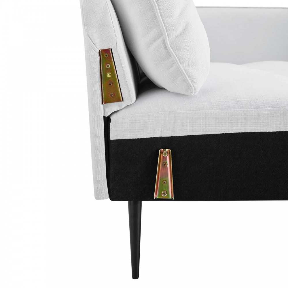 Cameron Tufted Fabric Sofa, White