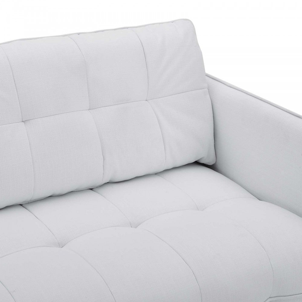 Cameron Tufted Fabric Sofa, White