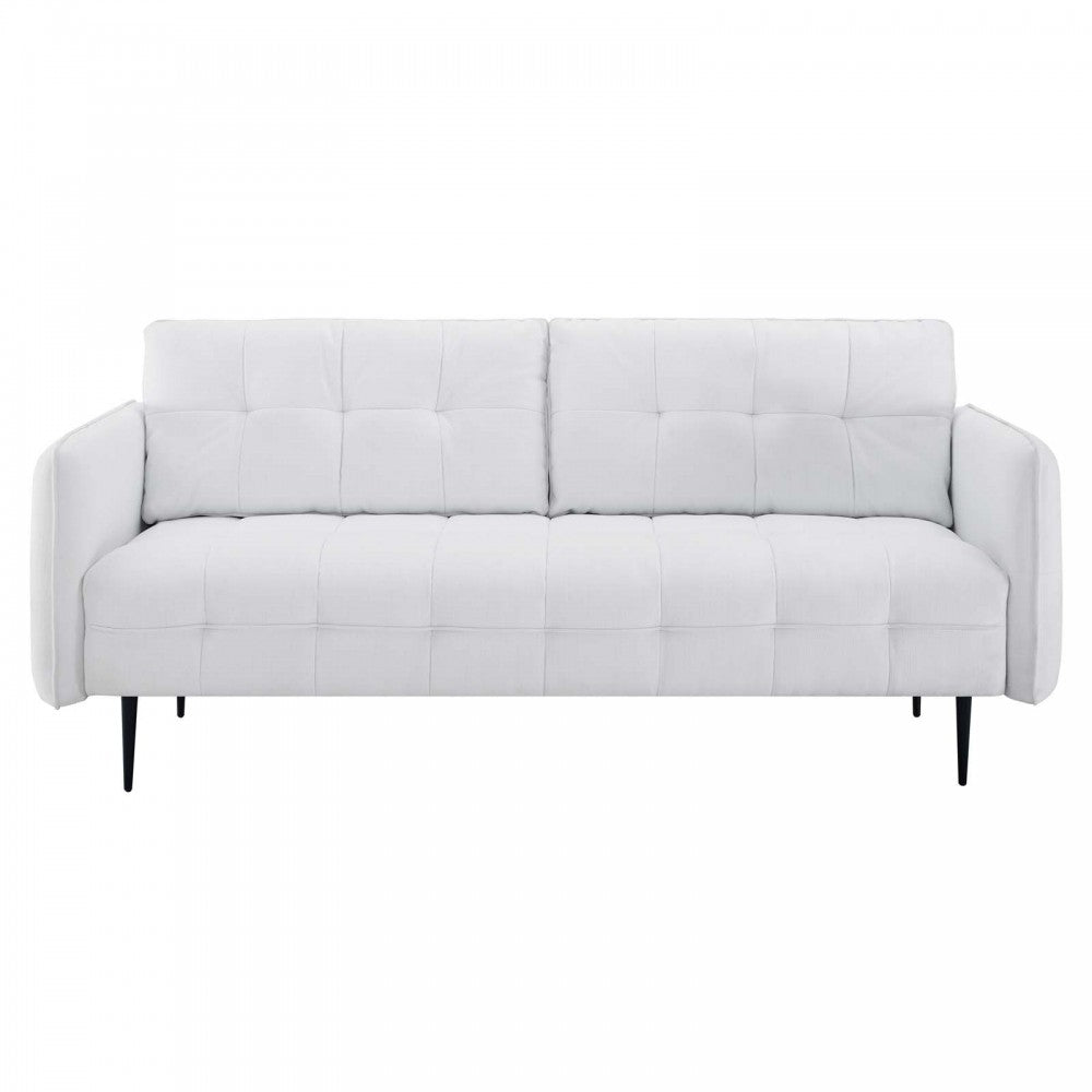 Cameron Tufted Fabric Sofa, White