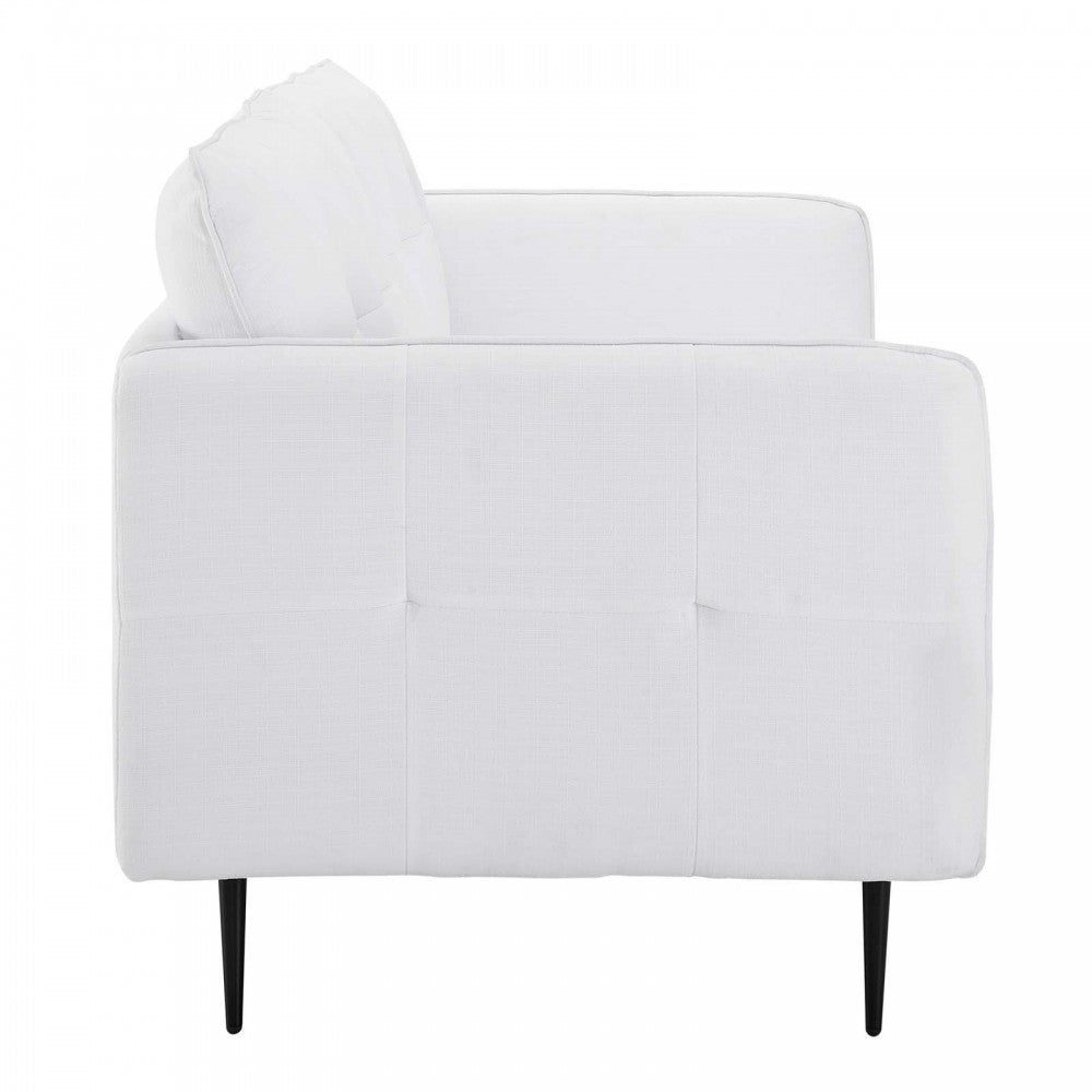 Cameron Tufted Fabric Sofa, White