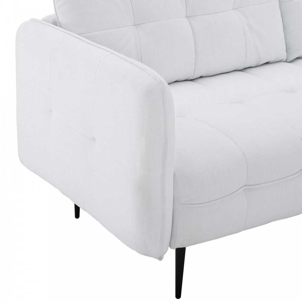 Cameron Tufted Fabric Sofa, White
