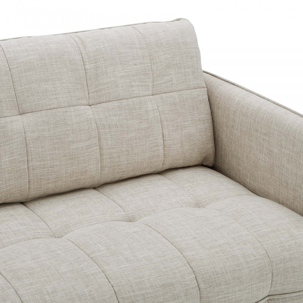 Cameron Tufted Fabric Sofa, Beige