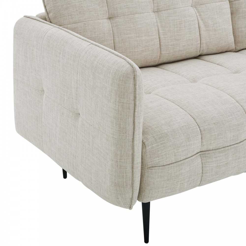 Cameron Tufted Fabric Sofa, Beige