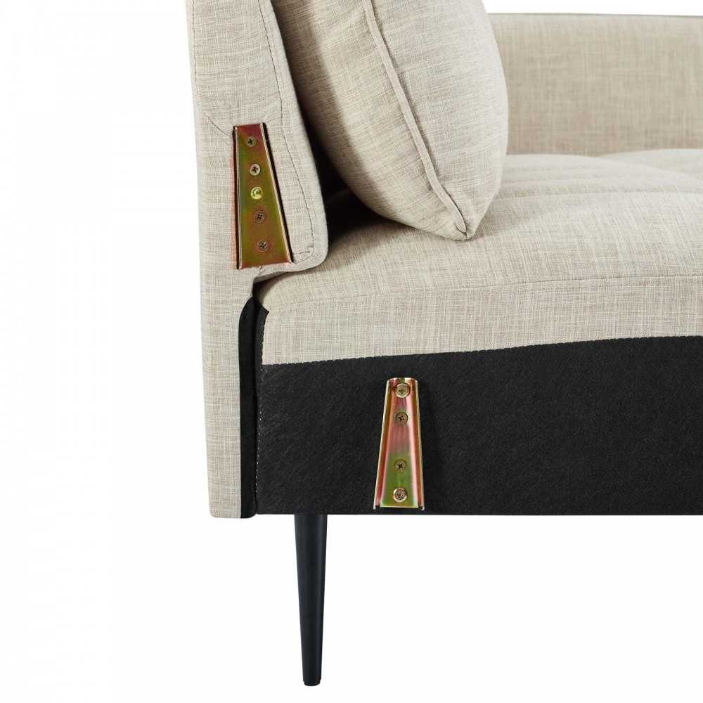 Cameron Tufted Fabric Sofa, Beige