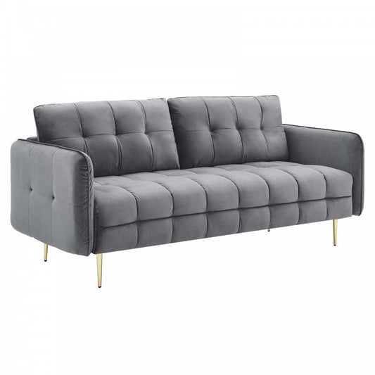 Cameron Tufted Performance Velvet Sofa, Gray