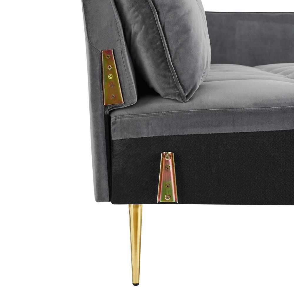 Cameron Tufted Performance Velvet Sofa, Gray
