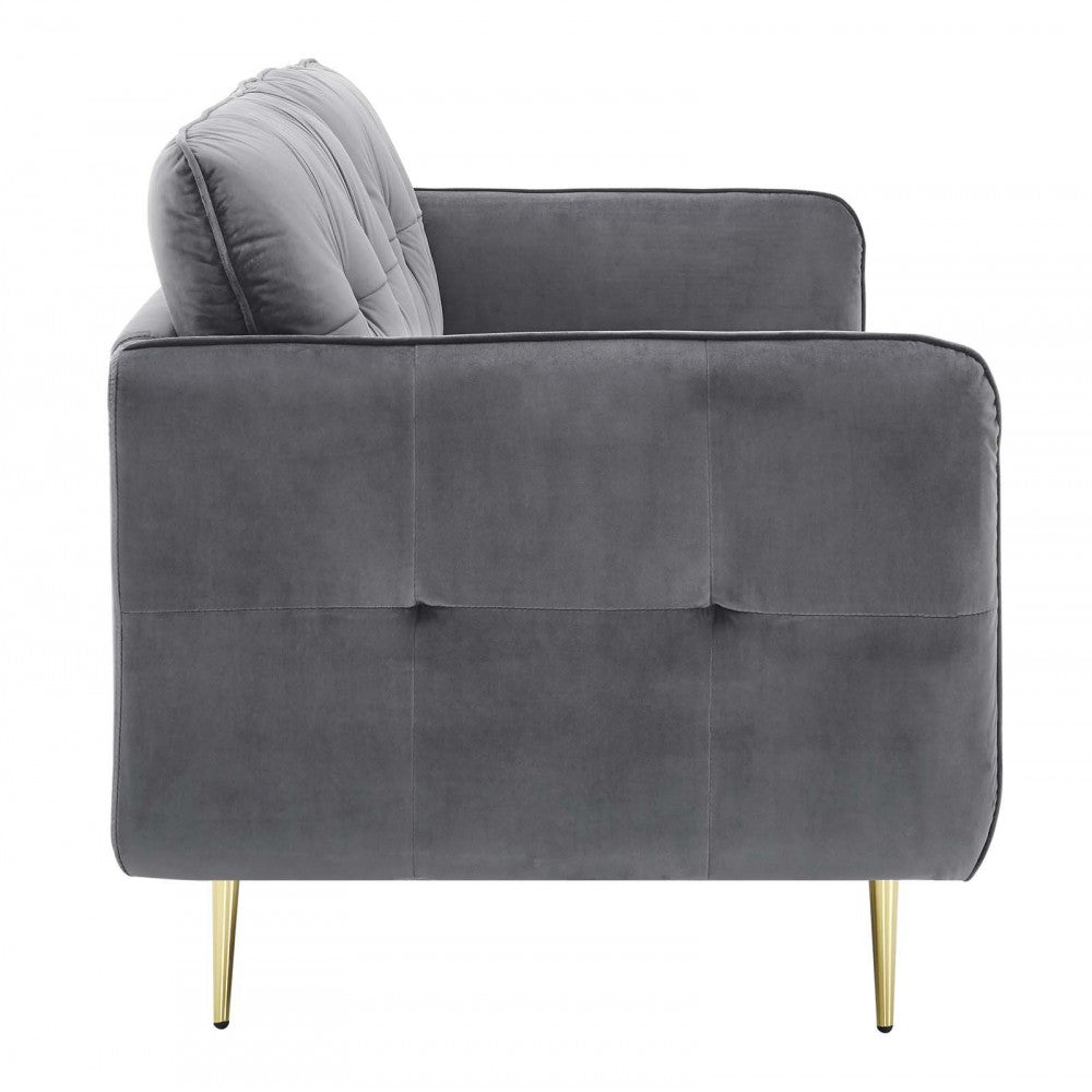 Cameron Tufted Performance Velvet Sofa, Gray