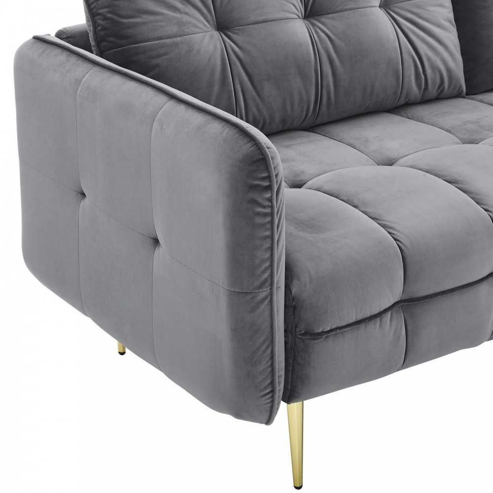 Cameron Tufted Performance Velvet Sofa, Gray