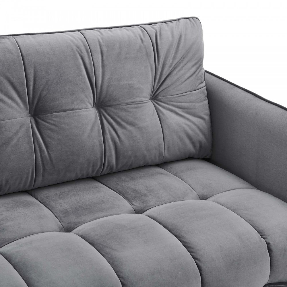 Cameron Tufted Performance Velvet Sofa, Gray