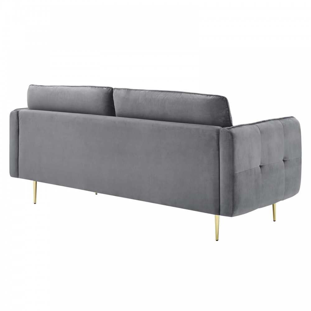 Cameron Tufted Performance Velvet Sofa, Gray