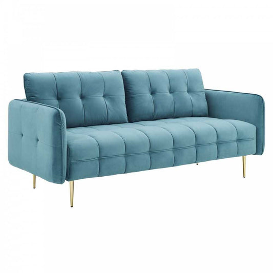 Cameron Tufted Performance Velvet Sofa, Sea Blue