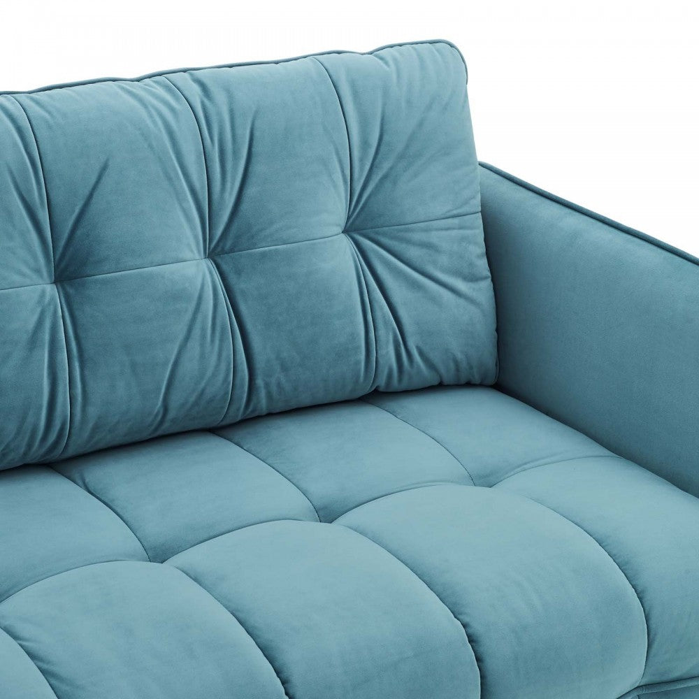 Cameron Tufted Performance Velvet Sofa, Sea Blue