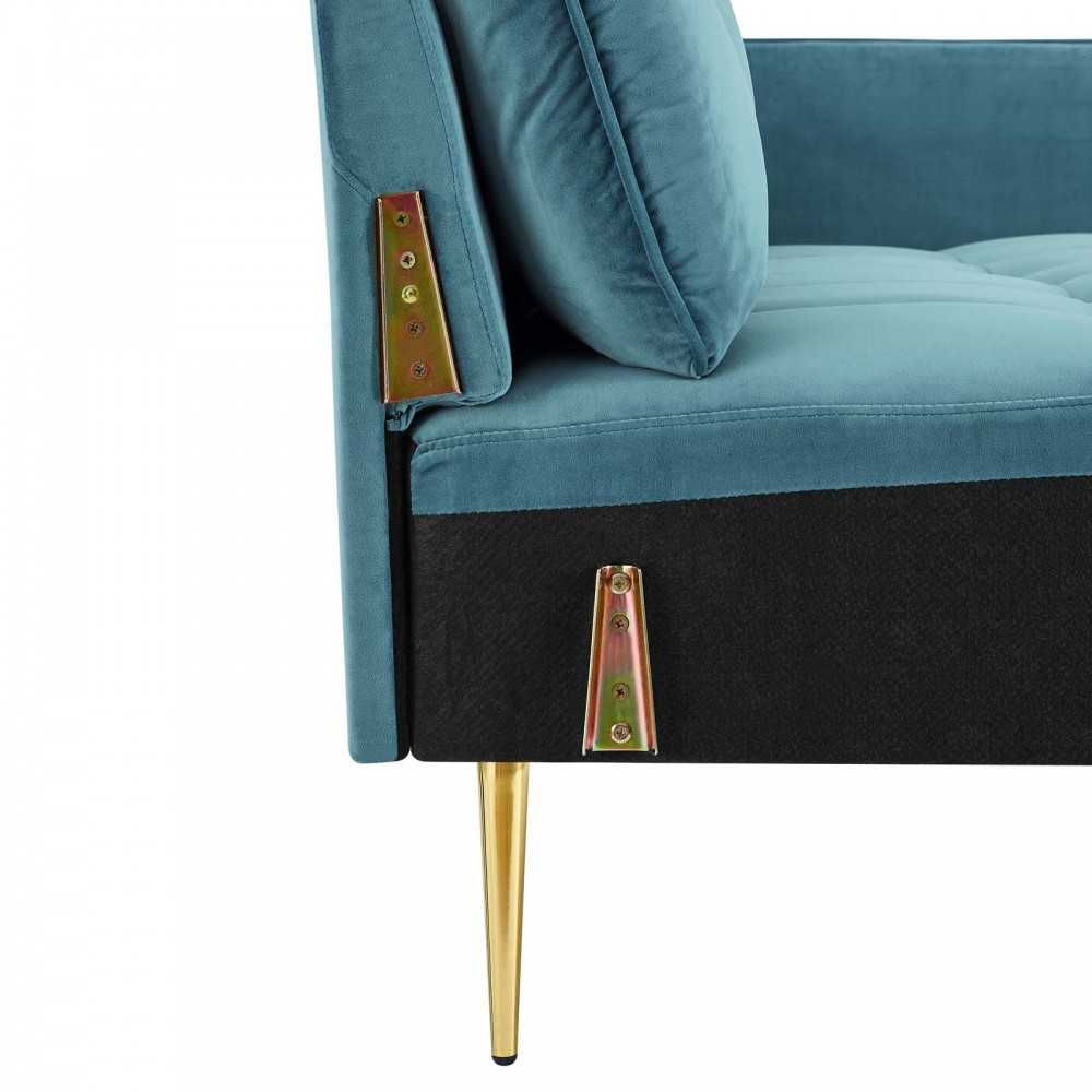 Cameron Tufted Performance Velvet Sofa, Sea Blue