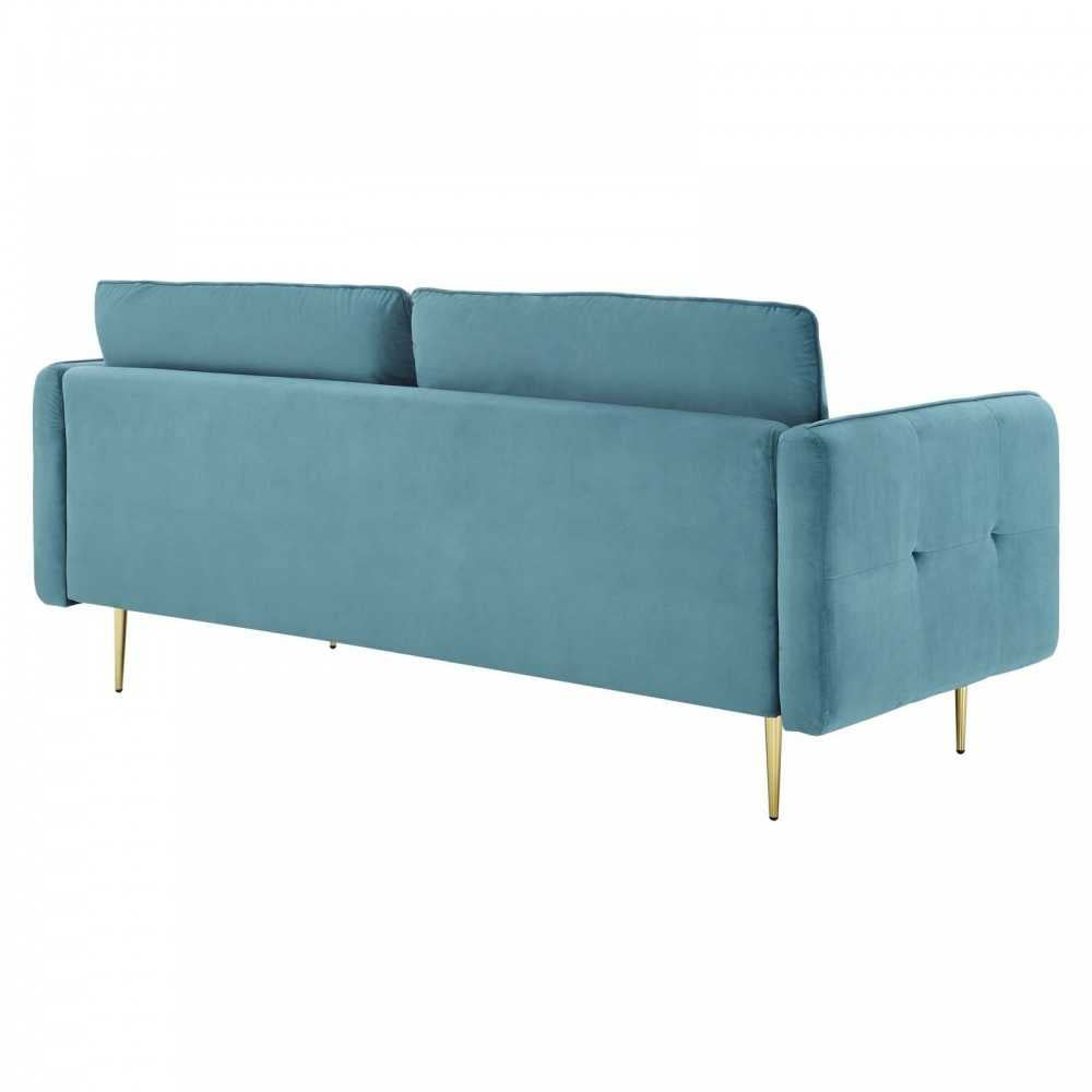Cameron Tufted Performance Velvet Sofa, Sea Blue