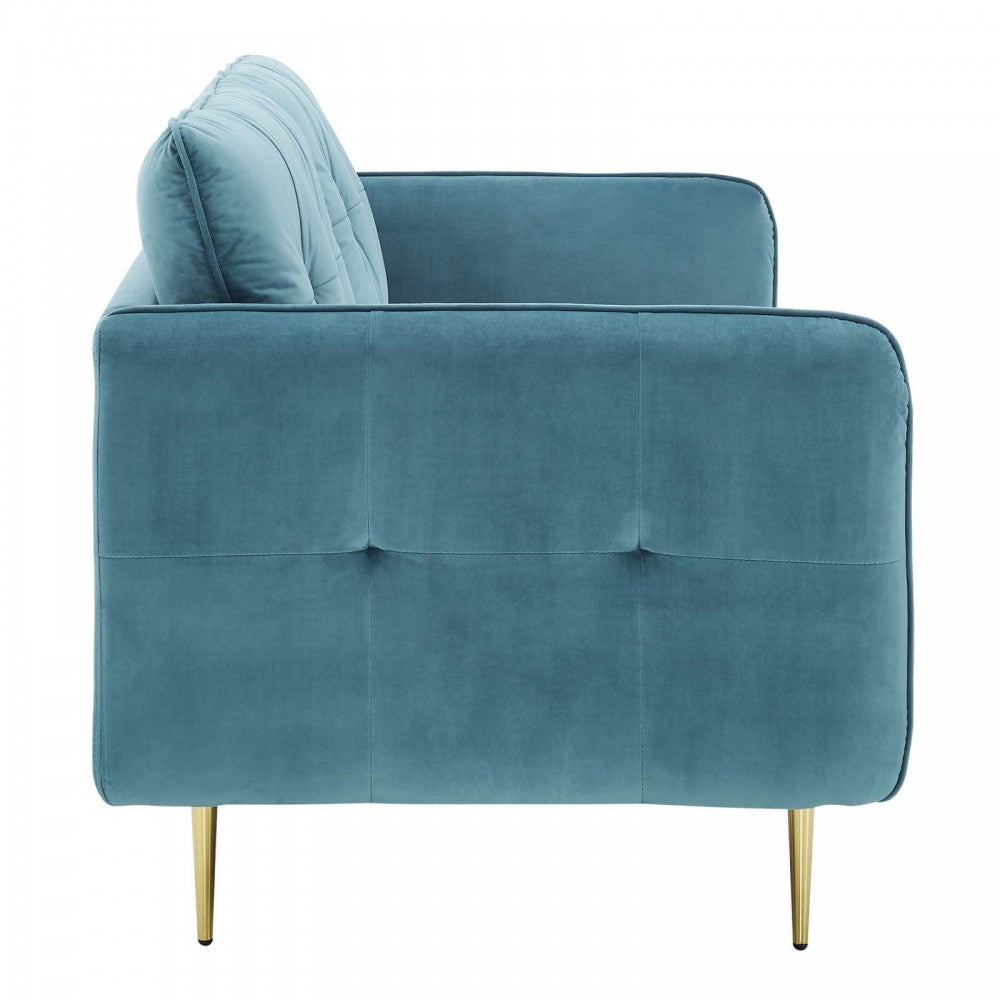Cameron Tufted Performance Velvet Sofa, Sea Blue