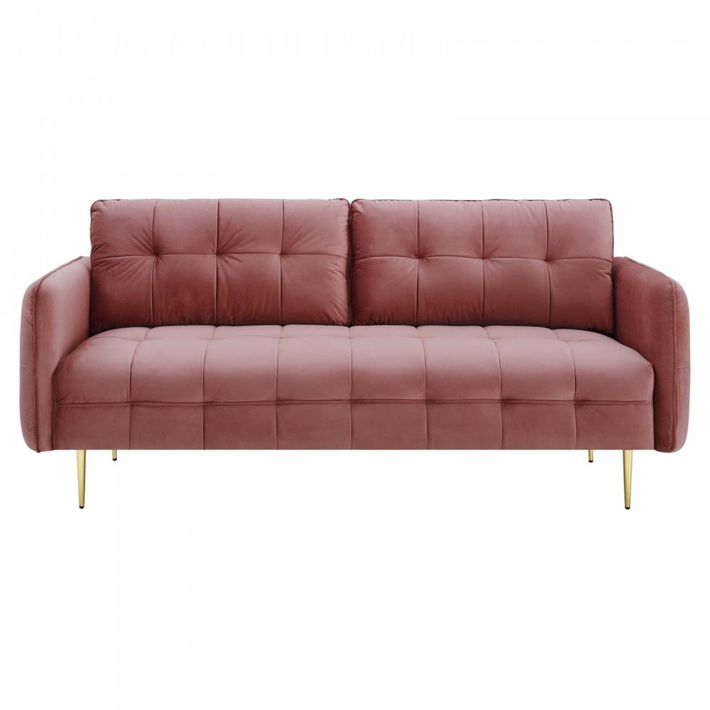 Cameron Tufted Performance Velvet Sofa, Dusty Rose