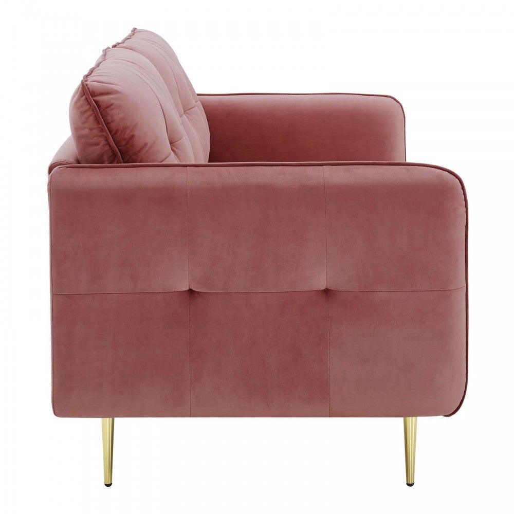 Cameron Tufted Performance Velvet Sofa, Dusty Rose