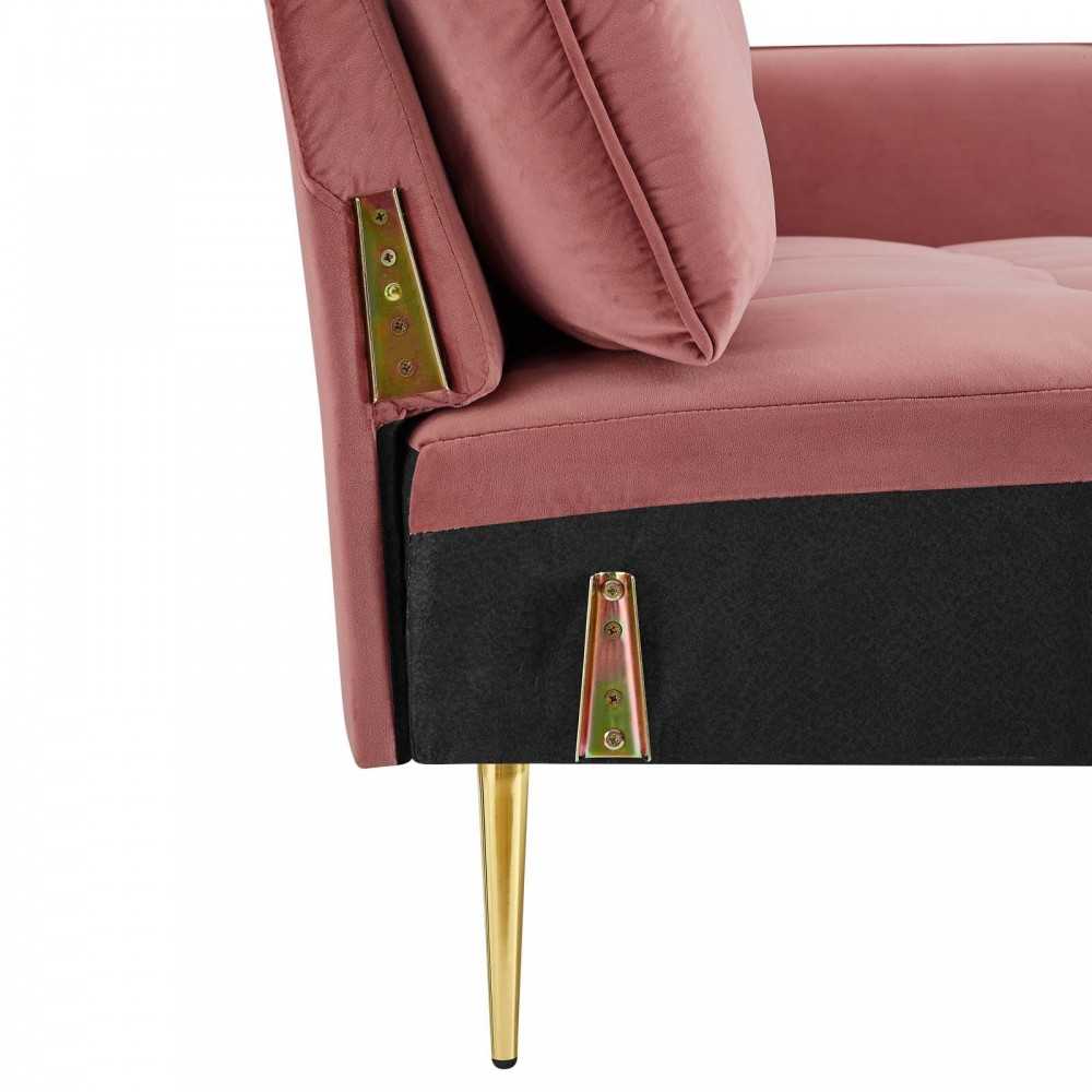 Cameron Tufted Performance Velvet Sofa, Dusty Rose