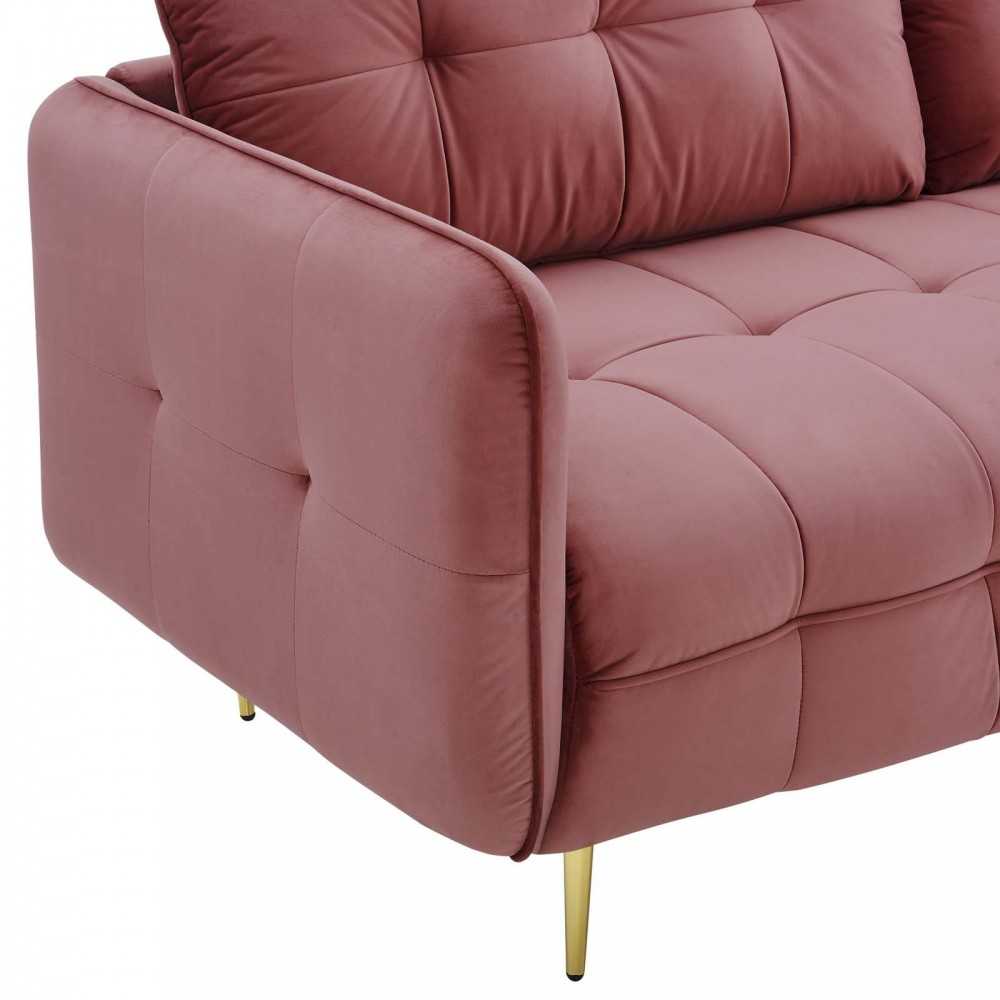 Cameron Tufted Performance Velvet Sofa, Dusty Rose