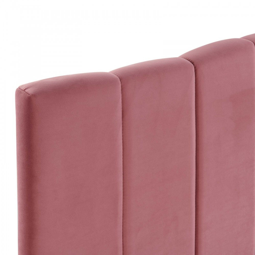 Camilla Channel Tufted Full/Queen Performance Velvet Headboard, Dusty Rose