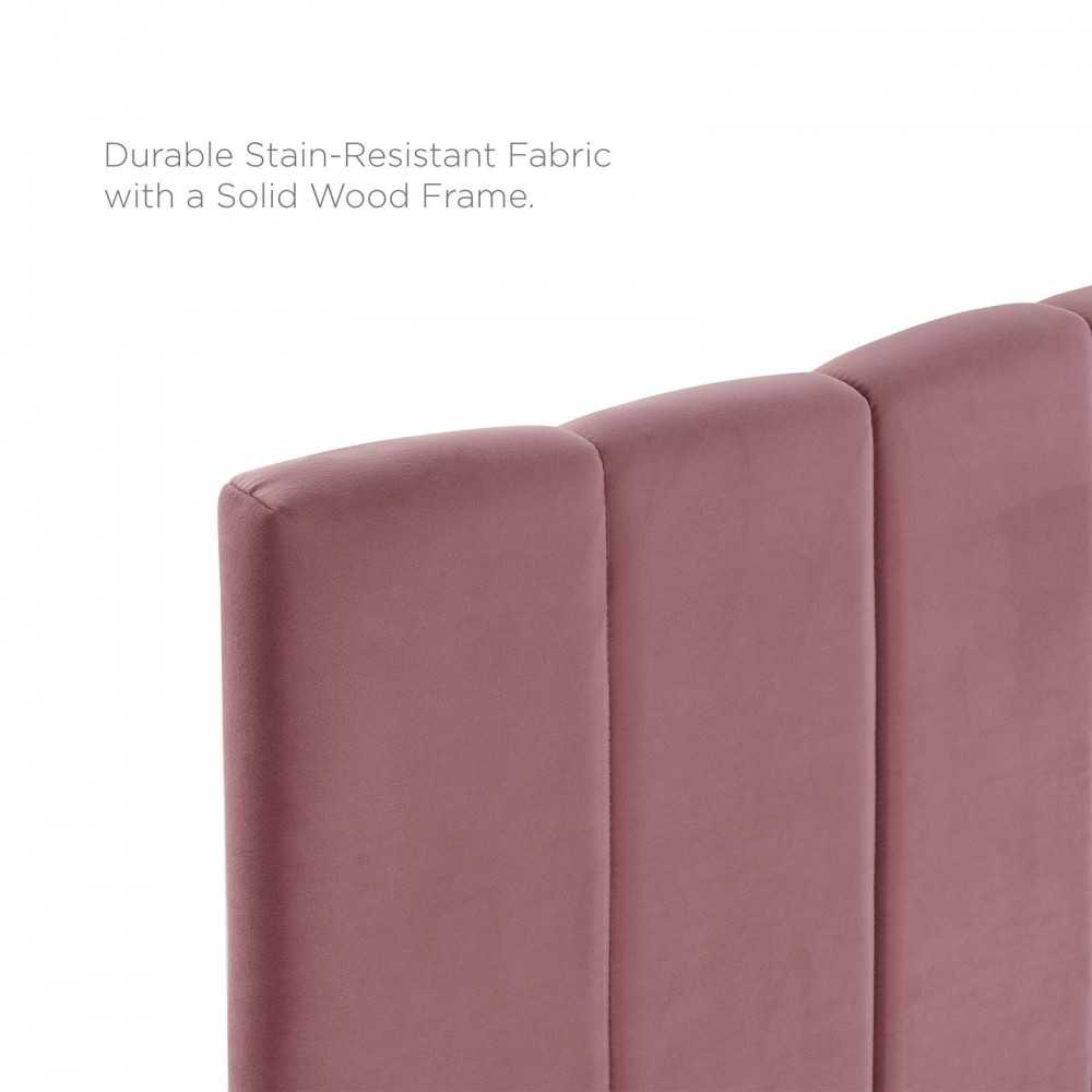 Camilla Channel Tufted Full/Queen Performance Velvet Headboard, Dusty Rose