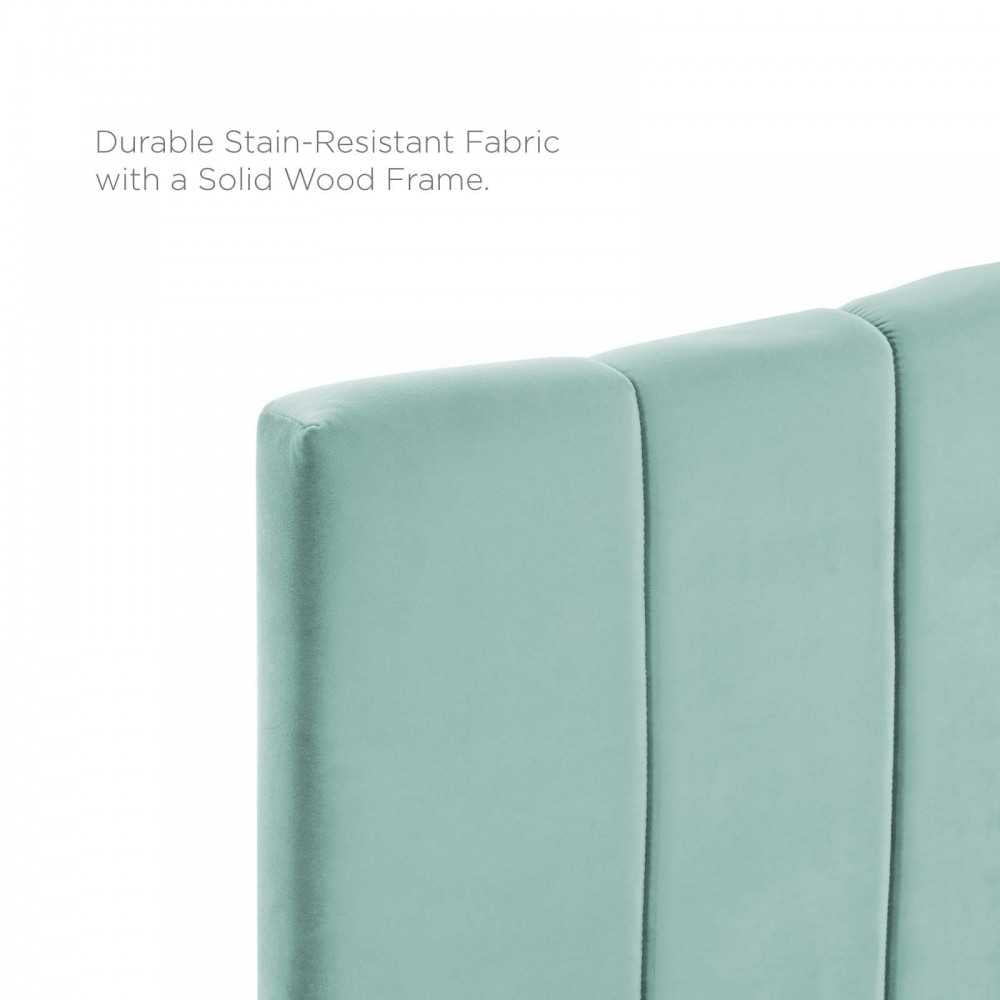 Camilla Channel Tufted Full/Queen Performance Velvet Headboard, Mint