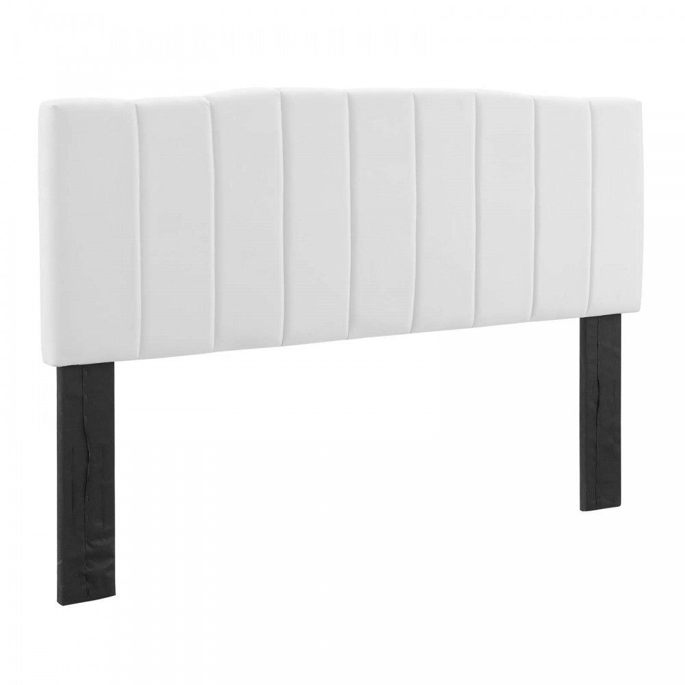 Camilla Channel Tufted Full/Queen Performance Velvet Headboard, White