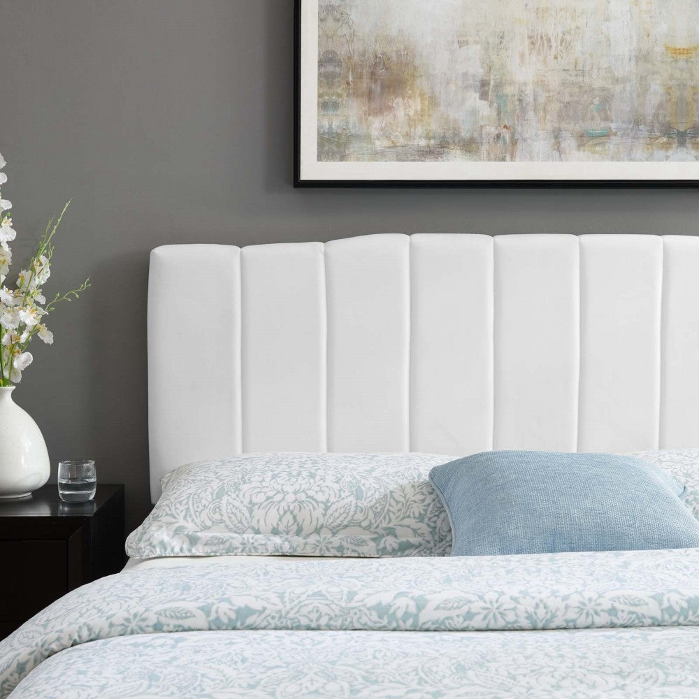 Camilla Channel Tufted Full/Queen Performance Velvet Headboard, White