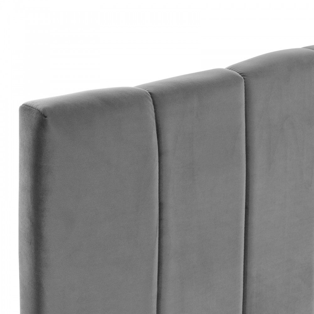 Camilla Channel Tufted Full/Queen Performance Velvet Headboard, Charcoal