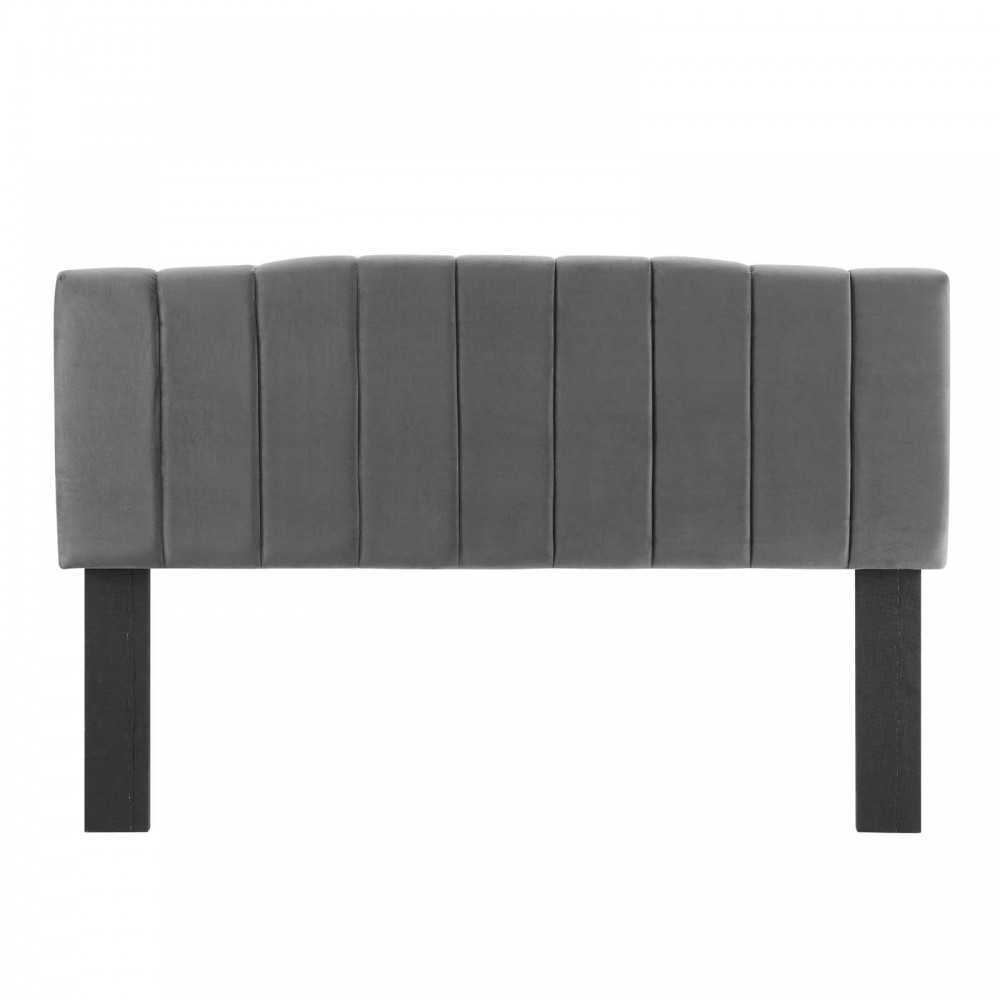 Camilla Channel Tufted Full/Queen Performance Velvet Headboard, Charcoal