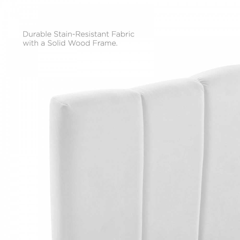 Camilla Channel Tufted King/California King Performance Velvet Headboard, White