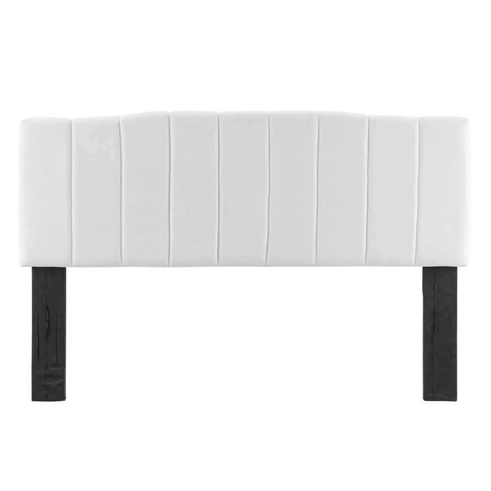 Camilla Channel Tufted King/California King Performance Velvet Headboard, White