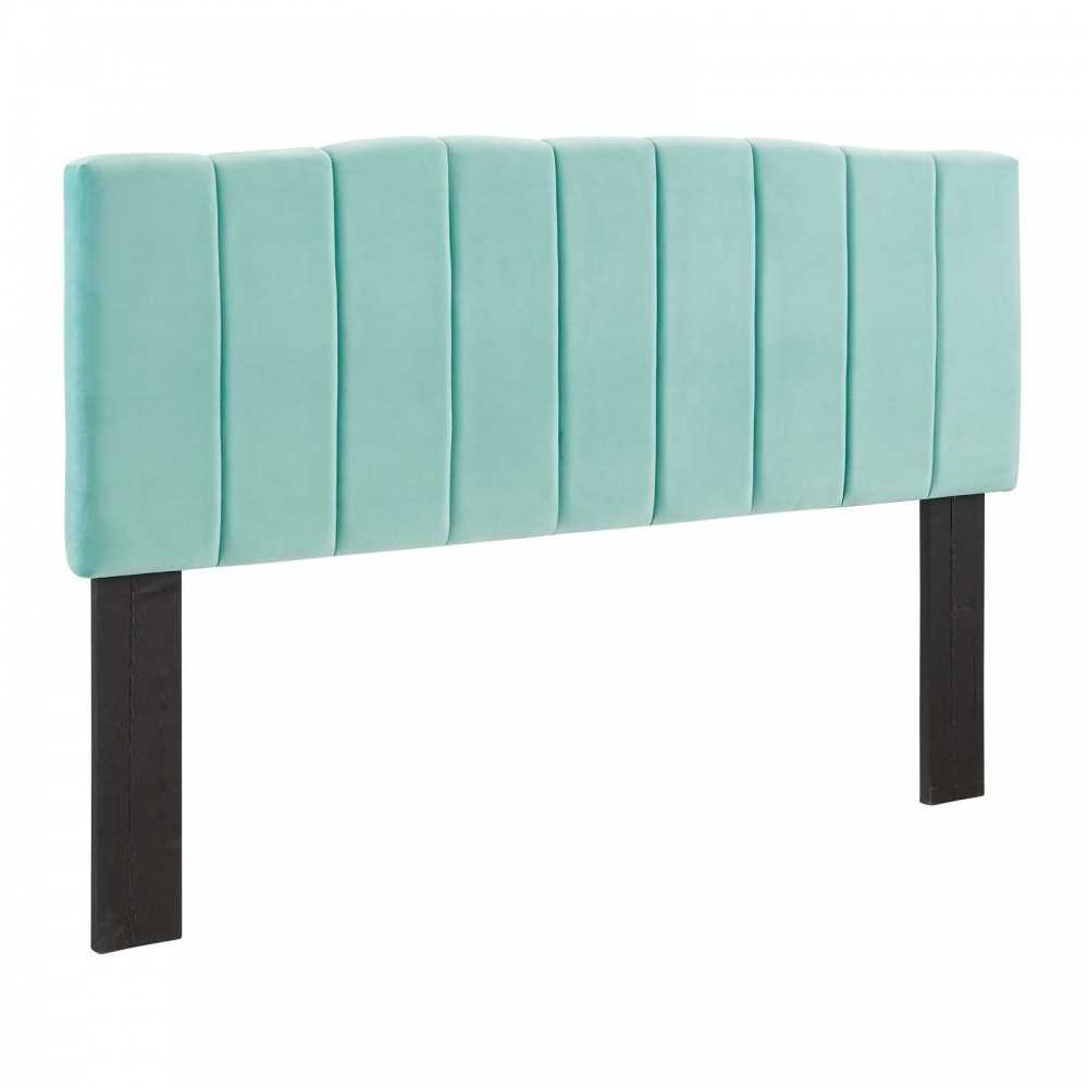 Camilla Channel Tufted Twin Performance Velvet Headboard, Mint