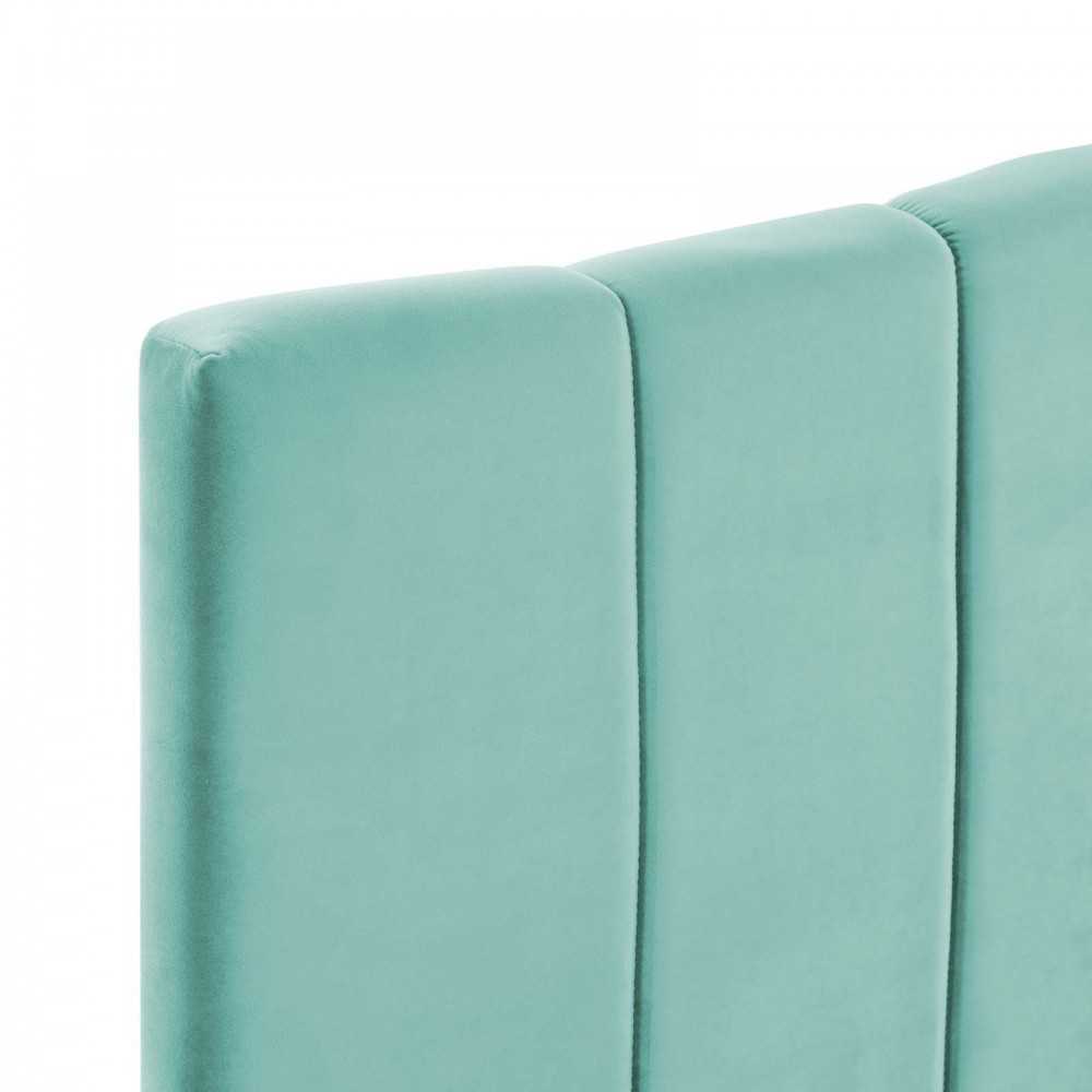 Camilla Channel Tufted Twin Performance Velvet Headboard, Mint